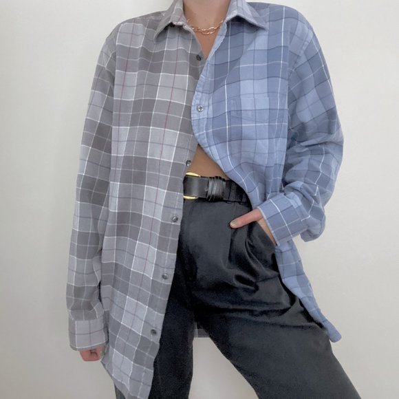 Reworked Franken Flannel in Grey & Blue - Picture 7 of 10